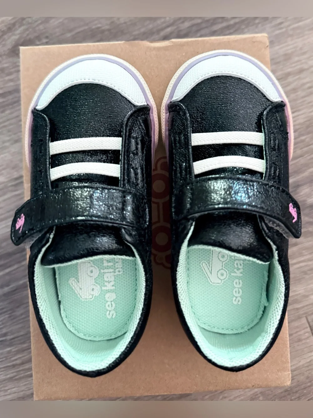 See Kai Run Alex Black Metallic low-top toddler sneaker